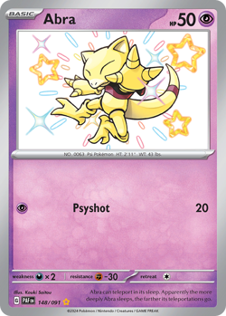 ABRA 148/091 SHINY RARE PALDEAN FATES POKEMON NEAR MINT - Image 1