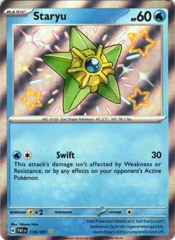 STARYU 118/091 SHINY RARE PALDEAN FATES POKEMON NEAR MINT - Image 2