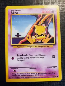 Abra 43/102 Common Base Set Unlimited Pokemon TCG Lightly Played - Image 1