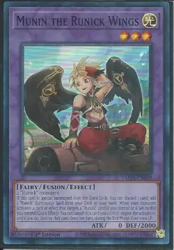 3x YUGIOH 1ST ED TAMA-EN038 MUNIN THE RUNICK WINGS SUPER RARE NEAR MINT (NM) - Image 1