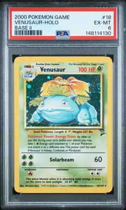 2000 POKEMON GAME BASE II #18 VENUSAUR-HOLO PSA 6 - Image 1