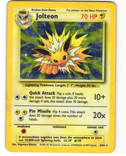 Jolteon Holo NO SYMBOL ERROR Pokemon TCG Jungle 4/64 MP - Image 1