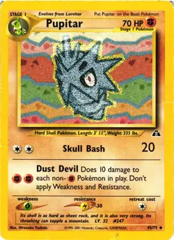 Pokemon TCG Pupitar 45/75 Uncommon Regular Neo Discovery Unlimited HP/DMG - Image 1