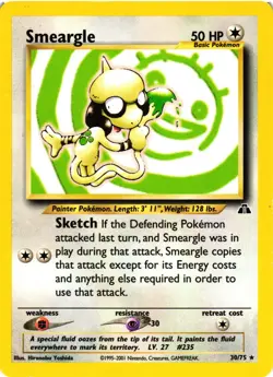 Pokemon TCG Smeargle 30/75 Neo Discovery Regular Rare LP - Image 1