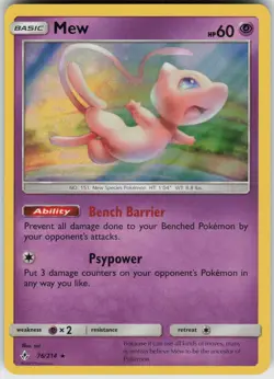 Mew 76/214 Holo Rare Unbroken Bonds Pokemon Holo Near Mint - Image 1