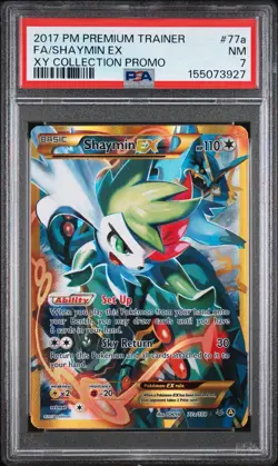 2017 POKEMON PREMIUM TRAINER XY COLLECTION PROMO #77A FULL ART/SHAYMIN EX PSA 7 - Image 1