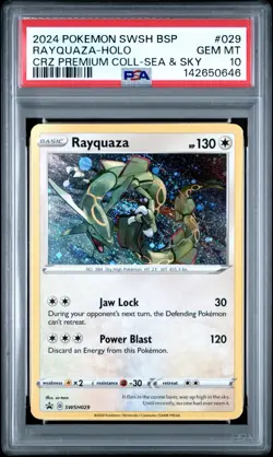 Pokemon TCG Rayquaza SWSH029 Cosmos Holo Black Star Promo PSA 10 INSANE SWIRL🌀 - Image 1