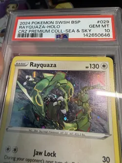 Pokemon TCG Rayquaza SWSH029 Cosmos Holo Black Star Promo PSA 10 INSANE SWIRL🌀 - Image 4