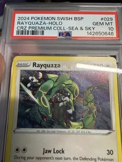 Pokemon TCG Rayquaza SWSH029 Cosmos Holo Black Star Promo PSA 10 INSANE SWIRL🌀 - Image 5