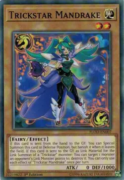 3X Yugioh FLOD-EN007 Trickstar Mandrake Common 1ST ED NM - Image 1