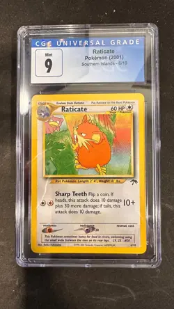 Pokemon TCG Raticate 06/18 Promo Regular Southern Islands 2001 - CGC 9 - Image 1
