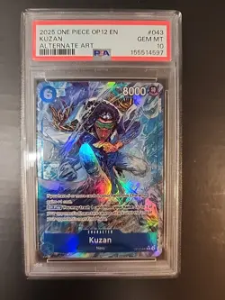 PSA 10 – 2025 ONE PIECE OP12-LEGACY OF THE MASTER 043 KUZAN ALT ART (English) - Image 1