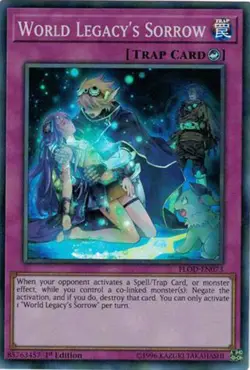Yugioh FLOD-EN073 World Legacy's Sorrow Super Rare 1ST ED NM - Image 1