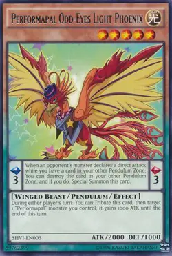 3x Yugioh SHVI-EN003 Performapal Odd-Eyes Light Phoenix Rare Unlimited Near Mint - Image 1