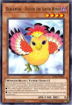 1x Yugioh LED3-EN025 Blackwing - Auster the South Wind Rare 1st Edition NM - Image 1