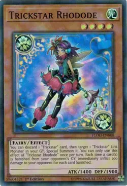 Yugioh FLOD-EN008 Trickstar Rhodode Super Rare 1ST ED NM - Image 1
