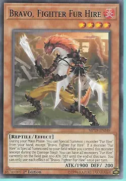 3x Yugioh MP19-EN249 Bravo, Fighter Fur Hire Common Near Mint 1st Edition - Image 1