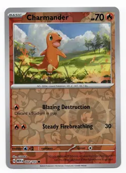 Charmander 004/165 Scarlet & Violet 151 Reverse Holo Common Card NEAR MINT/MINT - Image 1