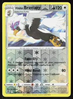 Hisuian Braviary 149/195 Rare Silver Tempest Pokemon Reverse Holo LP - Image 1