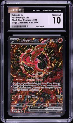 CGC 10 ENGLISH Oricorio ex 024 Black Star Promo Mega Charizard UPC Pokemon - Image 1
