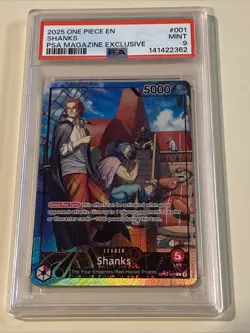 2022 One Piece Card Game: Promos English Shanks (2025 Magazine Promo) PSA 9 MINT - Image 1