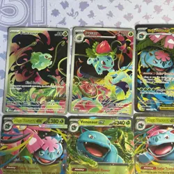 Bulbasaur, Ivysaur, Mega Venusaur EX 155/132 Full Art Holo Pokemon Card LOT - Image 2