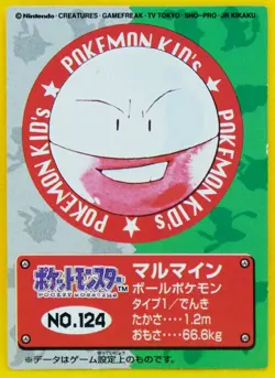 Electrode Pokemon Kids Mini Card No.124 1997 Bandai Nintendo Rare Japanese F/S - Image 1