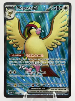 Pidgeot ex 217/197 Obsidian Flames Full Art Ultra Rare Pokemon TCG - NM - Image 1