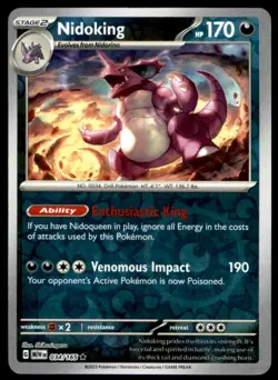 Nidoking 034/165 Rare 151 Pokemon Reverse Holo Lightly Played - Image 1