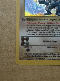 1999 Pokemon 1st Edition Machamp Shawdowless Holo 8/102 - Image 2