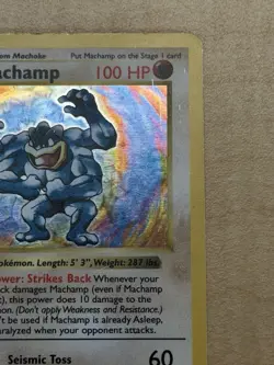 1999 Pokemon 1st Edition Machamp Shawdowless Holo 8/102 - Image 4