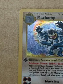 1999 Pokemon 1st Edition Machamp Shawdowless Holo 8/102 - Image 5