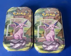 2 Pokemon Scarlet & Violet Prismatic Evolutions Factory Sealed Mini Tin Espeon - Image 1