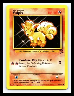 💥 VULPIX | Pokemon TCG 2000 | (Base Set 2 ) Non Holo Foil Vintage # 99/130 - Image 1