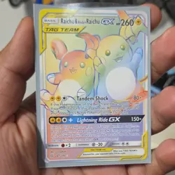 Pokemon Raichu & Alolan Raichu GX TAG TEAM Secret Rare Holo Full Art 241/236 - Image 1