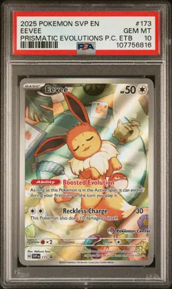 Pokemon Eevee 2025 Prismatic Evolutions Pokemon Center ETB Promo #173 PSA 10 - Image 1