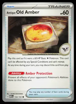 Antique Old Amber 154/165 Common 151 Pokemon Near Mint - Image 1