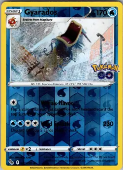 Gyarados Pokemon GO 022/078 Holo Rare Reverse Holo Pokemon Near Mint - Image 1