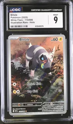 Pokemon Blitzle Sv: White Flare 114/086 Illustration Rare Holo CGC Mint 9 - Image 1