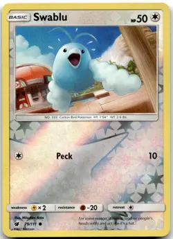 Pokemon Swablu Crimson Invasion SM04 #79/111 Common Reverse Holo LP SET FILLER!! - Image 1