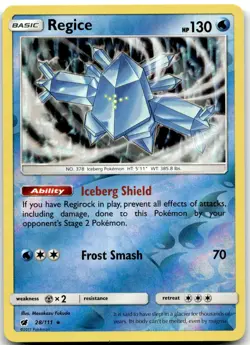 Pokemon Regice Crimson Invasion SM04 #28/111 Holo Rare Reverse Holo LP SALE $$ - Image 1