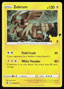 Zekrom 010/025 Rare Celebrations Pokemon Holo Lightly Played - Image 1