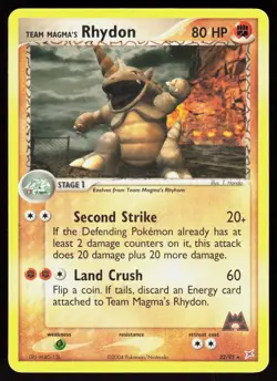 Team Magma's Rhydon 22/95 Rare Team Magma vs Team Aqua Pokemon Damaged - Image 1