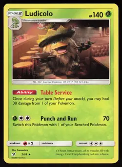 Ludicolo 2/18 Rare Detective Pikachu Pokemon Holo Lightly Played - Image 1