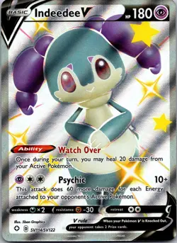 Indeedee V SV114/SV122 Holo V Rare Shining Fates Shiny Vault Pokemon Near Mint - Image 1