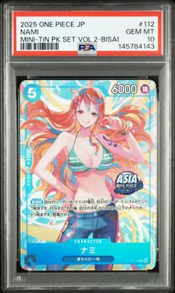 2025 One Piece JP NAMI Mini-Tin Pack Set Vol.2 Bisai #112 PSA 10 - Image 1