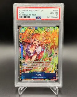 2025 ONE PIECE OP11-A FIST OF DIVINE SPEED ALTERNATE ART #054 NAMI PSA 10 - Image 2