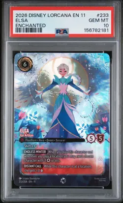 2026 DISNEY LORCANA EN 11-WINTERSPELL ENCHANTED #233 ELSA ICE ARTISAN PSA 10 - Image 1