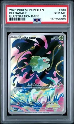 Bulbasaur 133/132 Mega Evolution Illustration Rare Pokemon Card TCG PSA 🍃 - Image 1