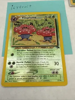 Pokemon TCG English NM Vileplume 17/18 Southern Islands Reverse Holo Rare Card - Image 1